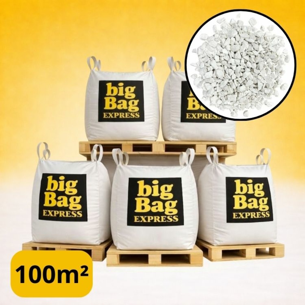 Pack 5 x big bag de +/- 1,5t ≃ 100m² gravillon calcaire super blanc ø 6/14 mm - livraison premium