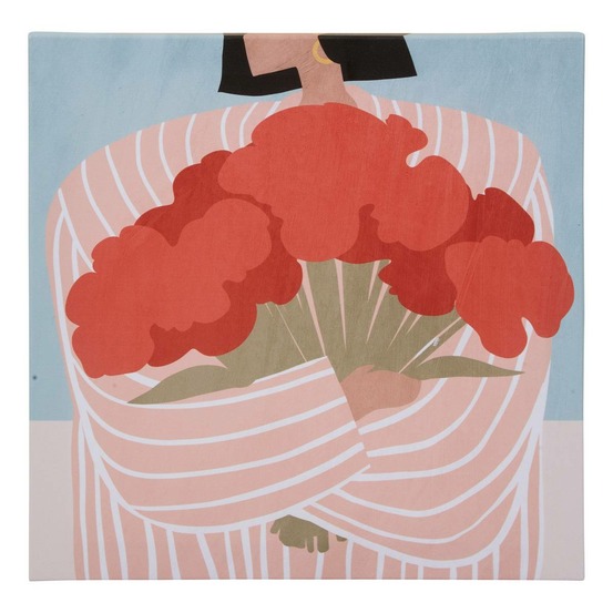 Toile imprimée frany 28x28cm bleu