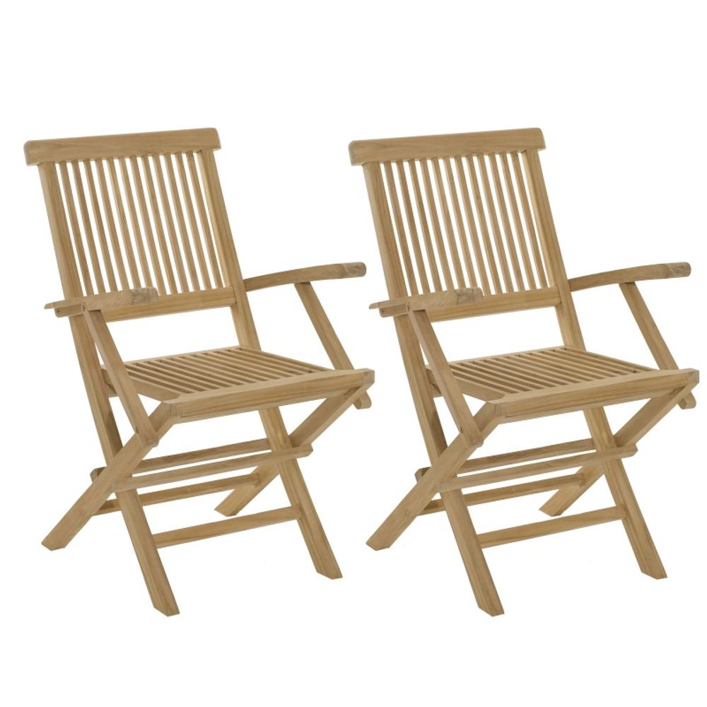 Ensemble de 2 fauteuils de jardin en bois teck