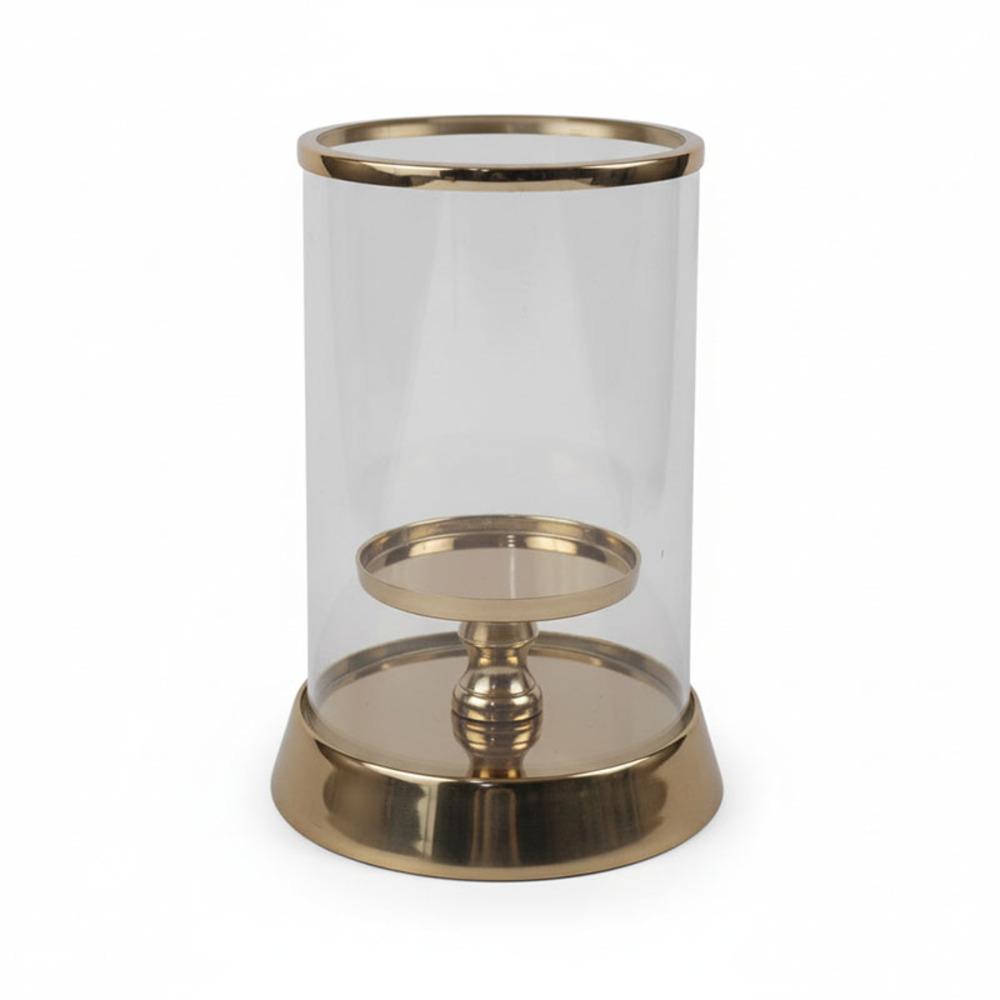 Photophore doré aluminium 24x24x35cm