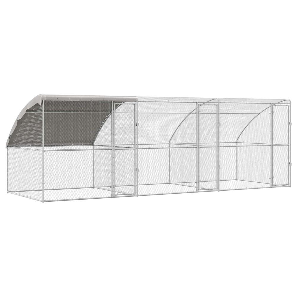 Cage à poules avec 3 portes 3 pièces argenté 600x200x200cm