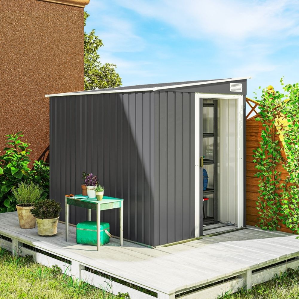 Abri de jardin acier galvanisé pour outils toit monopente 2,81m² gris foncé - comfortxl outdoor living