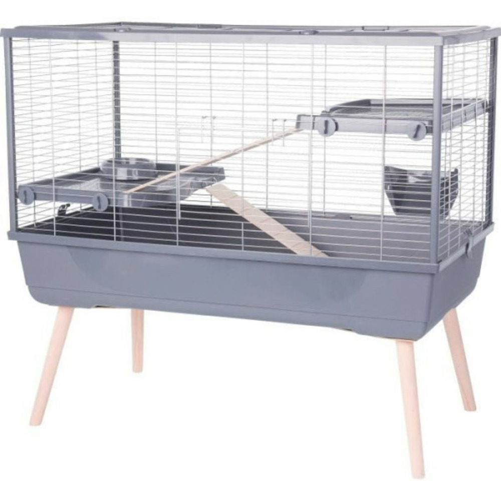 Cage grillagée lapin et rongeur sur pieds neolife 100 l - zolux gris