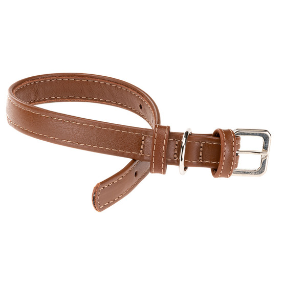 Collier pour chiens vogue cf20/39, cuir véritable, réglable, boucle en métal, marron