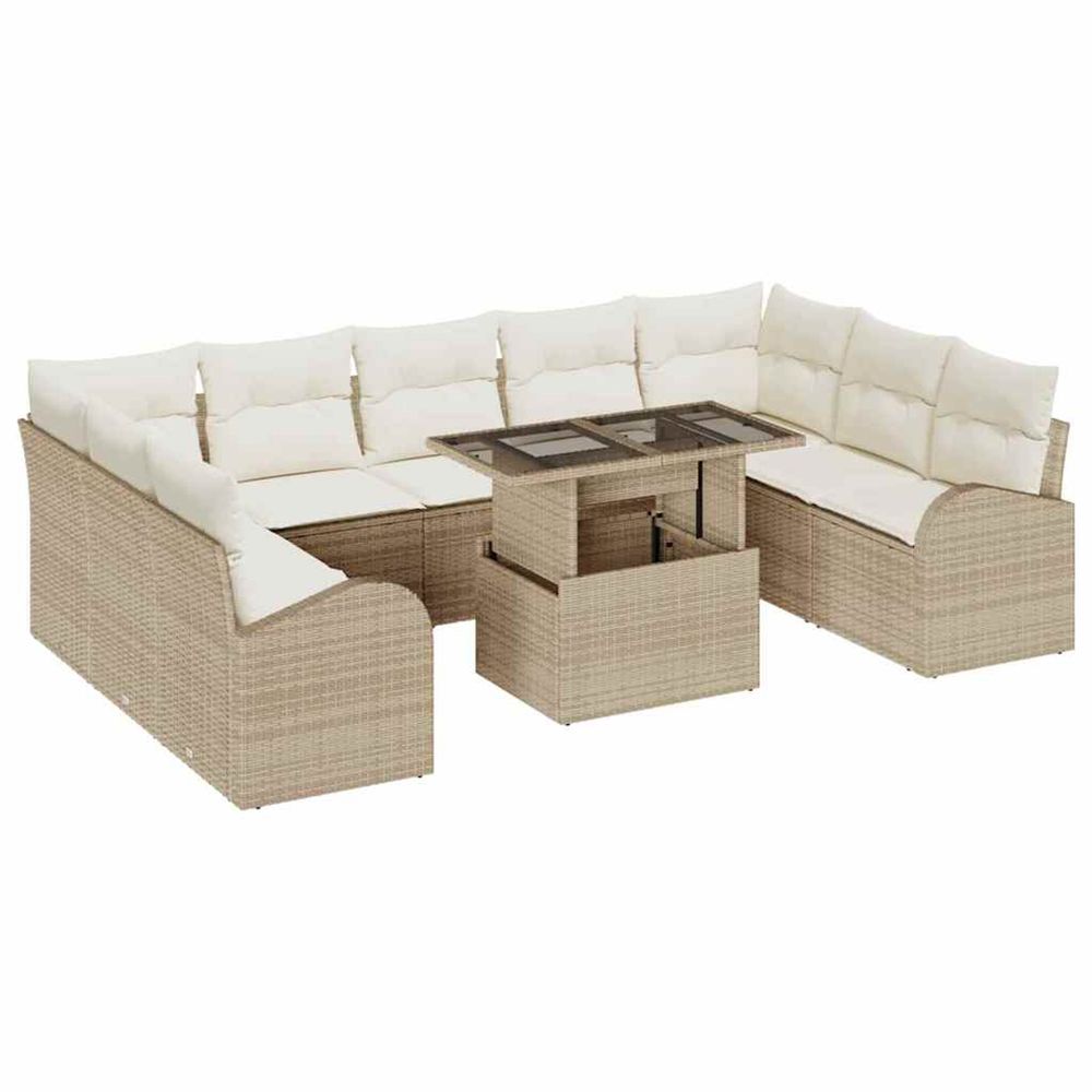 Ensemble de canapé de jardin 10 pc beige poly rotin