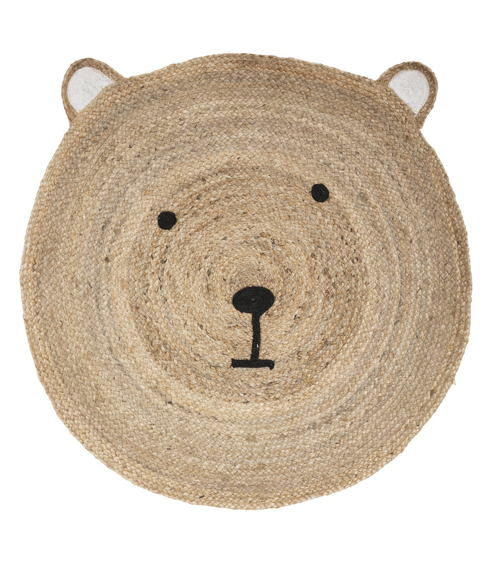 Tapis enfant ourson en jute d 100 cm