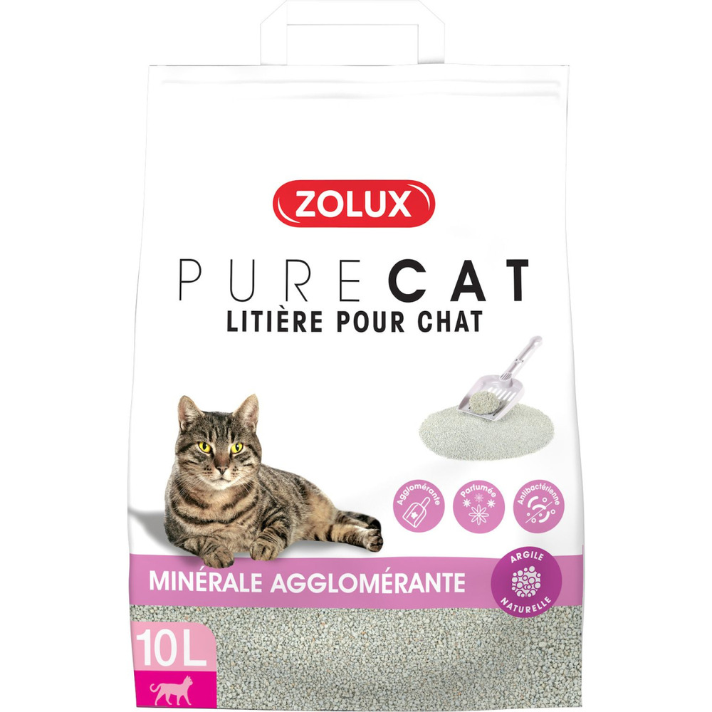 Litière agglomérante parfum floral purecat 10 litres