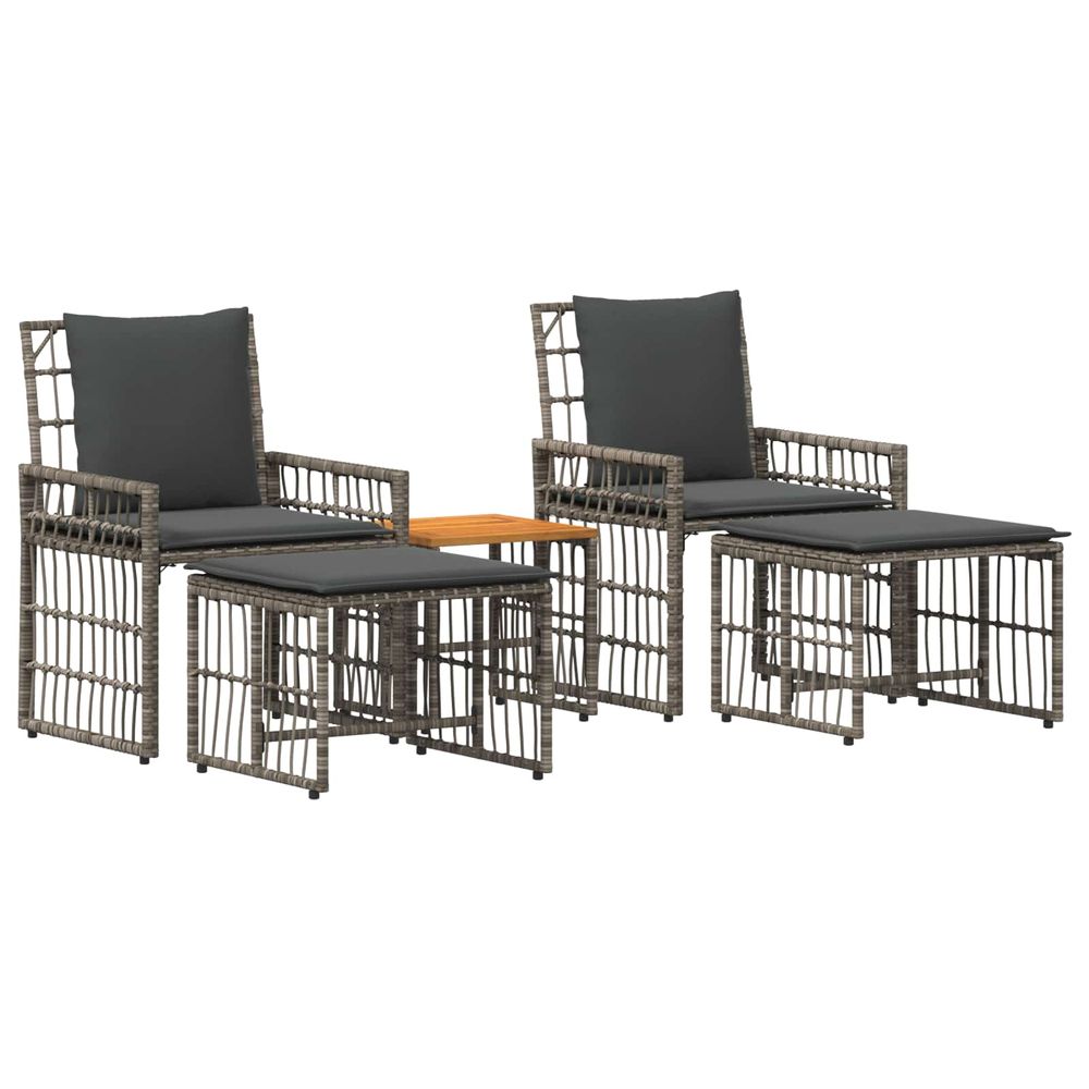 Ensemble de meubles d'extérieur 5 pc noir et gris foncé