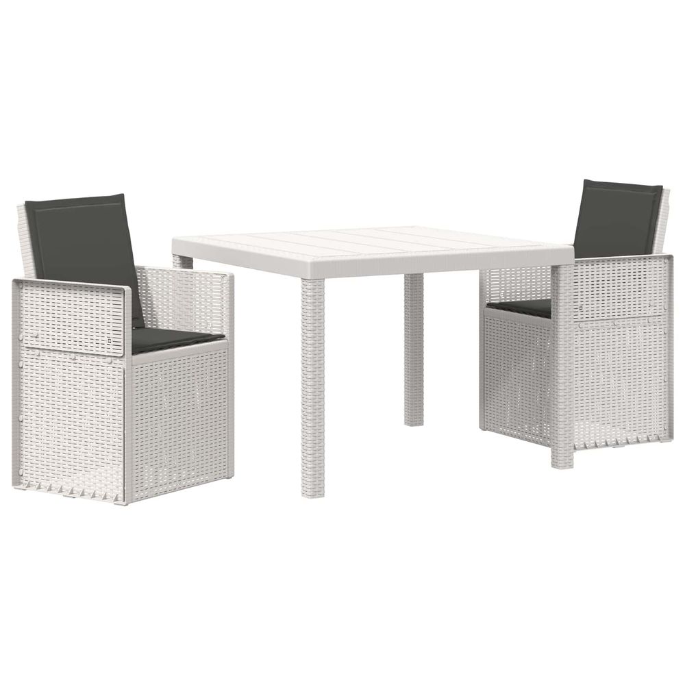 Ensemble de salle à manger pour jardin 3 pc blanc et anthracite