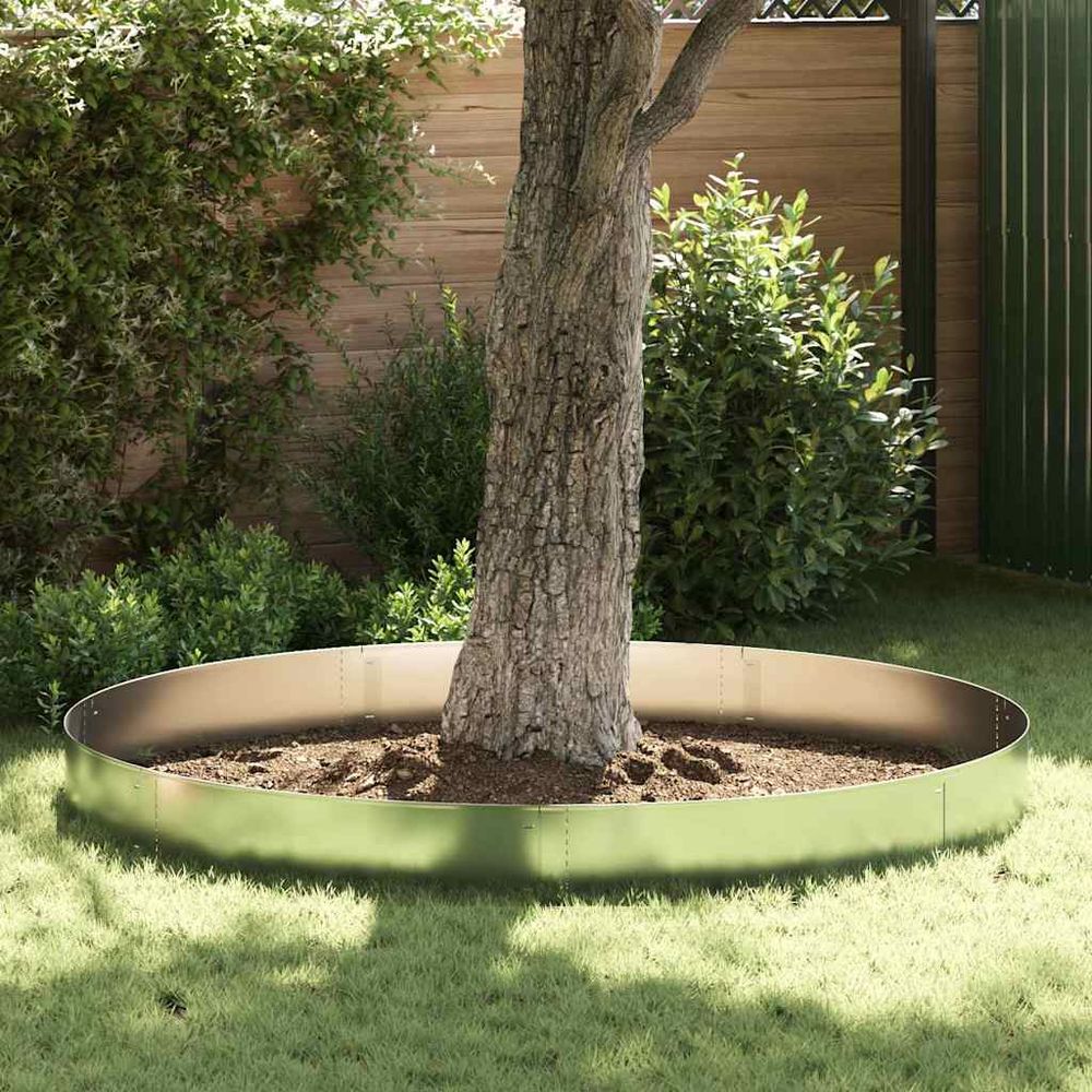 Lot 20 bordures jardin acier galvanisé pour massifs aménagement 100x25cm argent