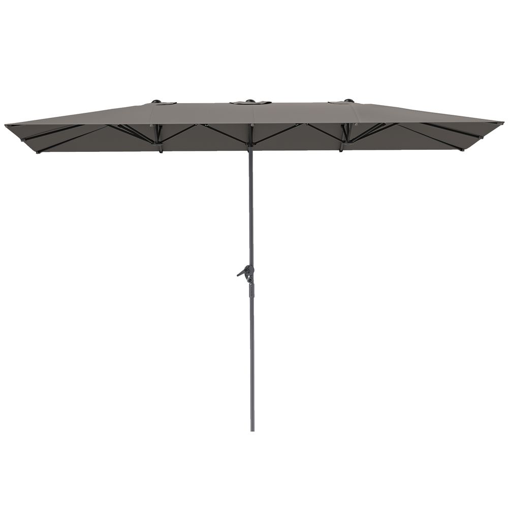 Parasol de jardin grande taille dim. 4,51 x 2,64 m manivelle alu métal polyester haute densité upf 50+ gris