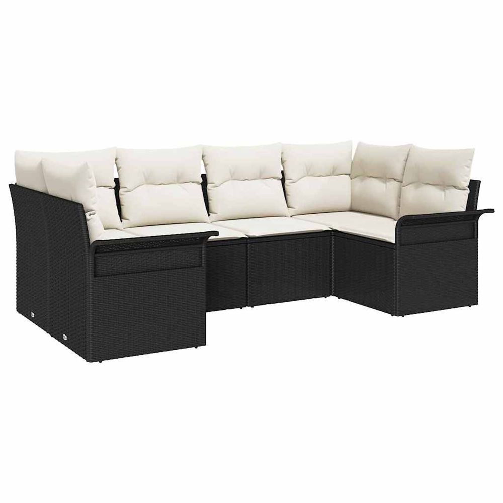 Ensemble de canapé de jardin 6 pc noir polyrotin