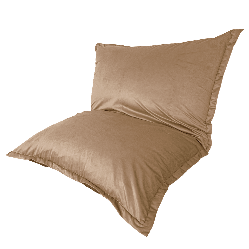 Pouf intérieur xxl housse en velours beige 190x155cm