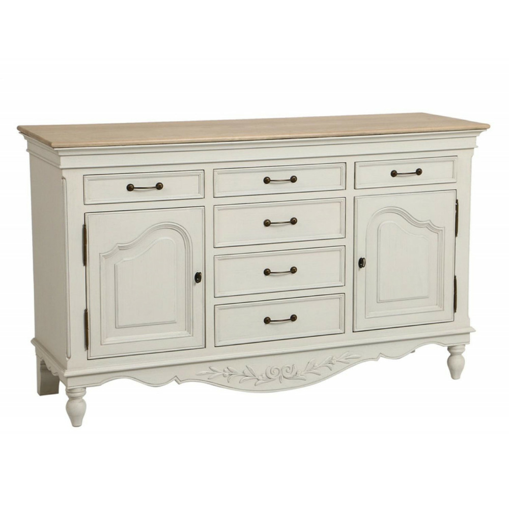 Buffet bas 2 portes 6 tiroirs mdf blanc - romance interior's