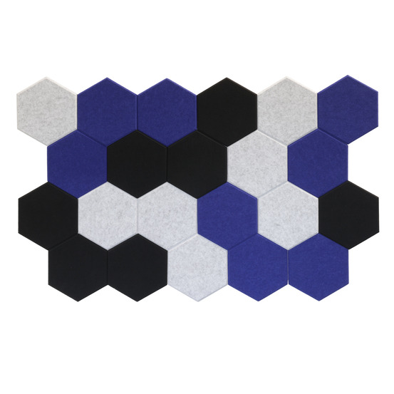 Panneaux muraux acoustiques hexagonaux - feutre pet de couleurs variées - lot de 22
