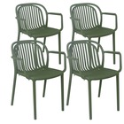 Lot de 4 fauteuils en plastique vert olive