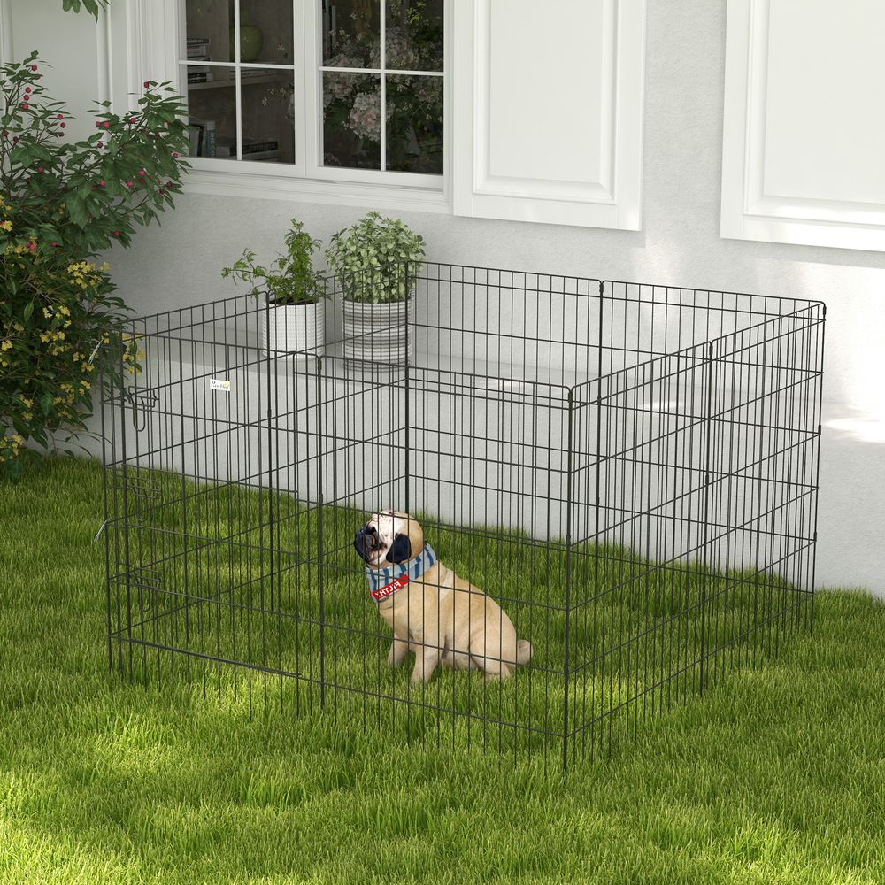 Parc pour chien en métal noir 91 cm intérieur extérieur modulable avec porte sécurisée pour chiens moyens