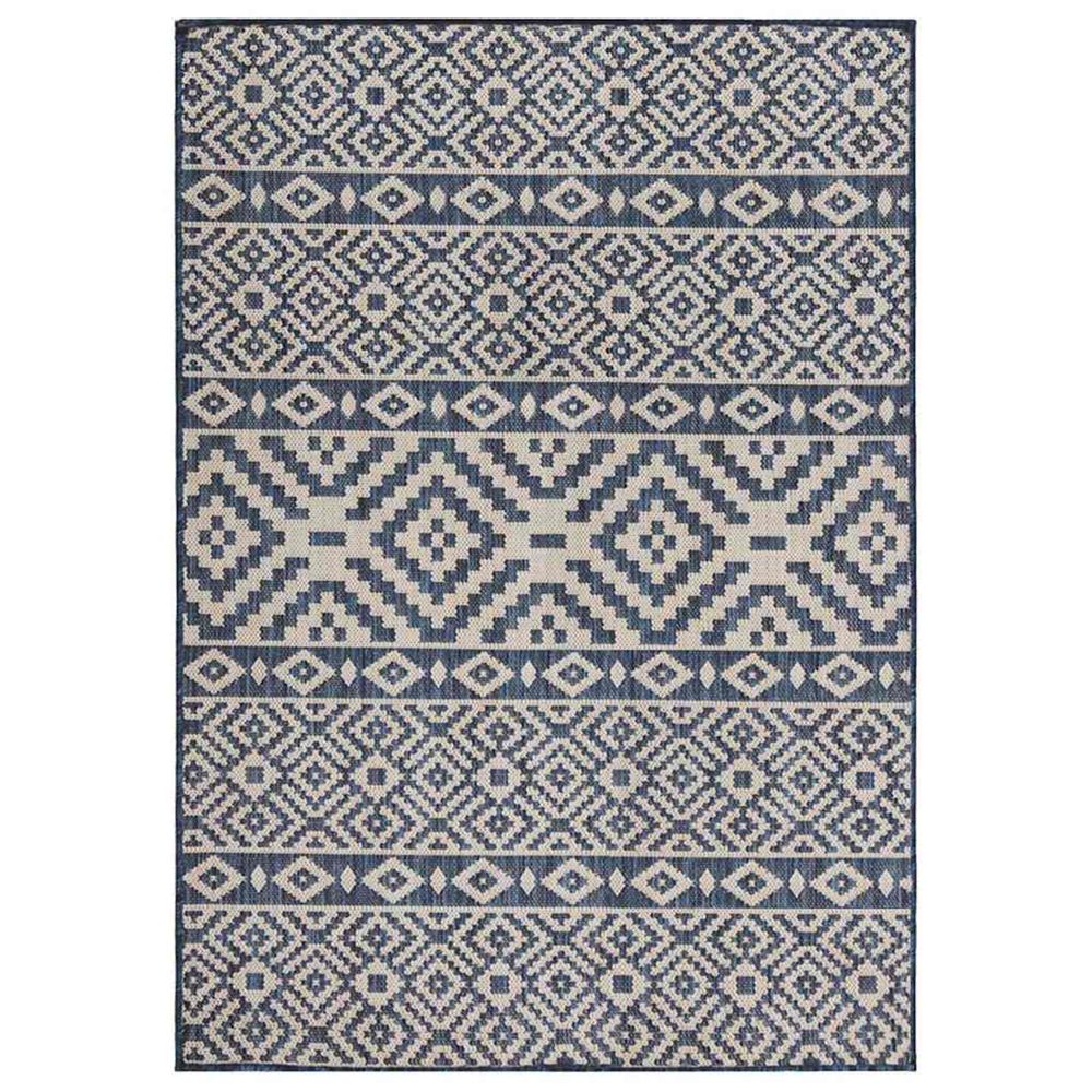 Tapis à tissage plat d'extérieur 160x230 cm rayures bleues