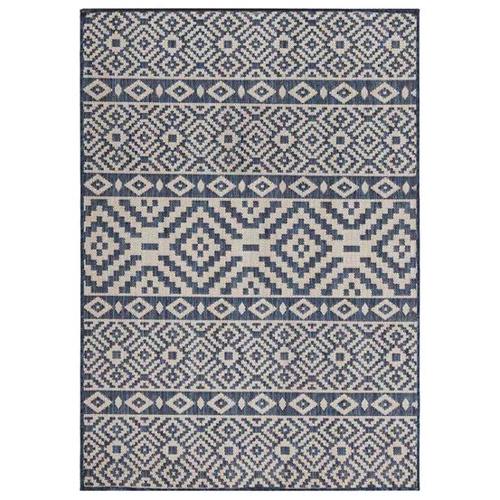 Tapis à tissage plat d'extérieur 160x230 cm rayures bleues
