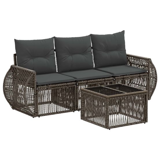 Ensemble de canapé de jardin 4 pc gris et gris foncé polyrotin