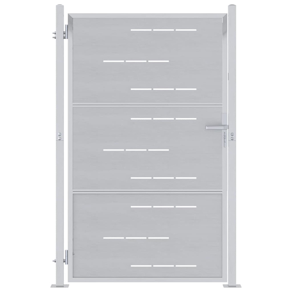 Porte de jardin argenté 85 x 144 cm acier inoxydable
