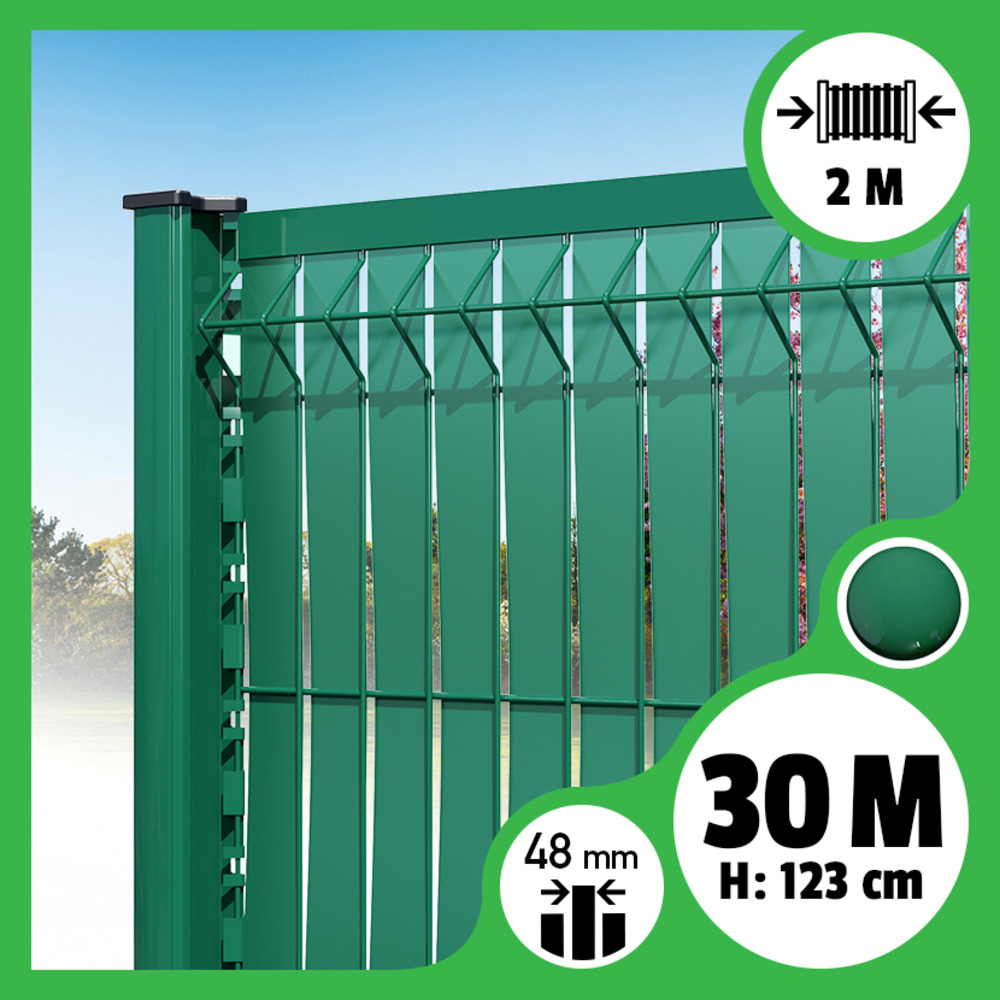 Kit 30m occultation lattes aluminium pour panneau rigide maille 55 - h 1m23 x 2m vert