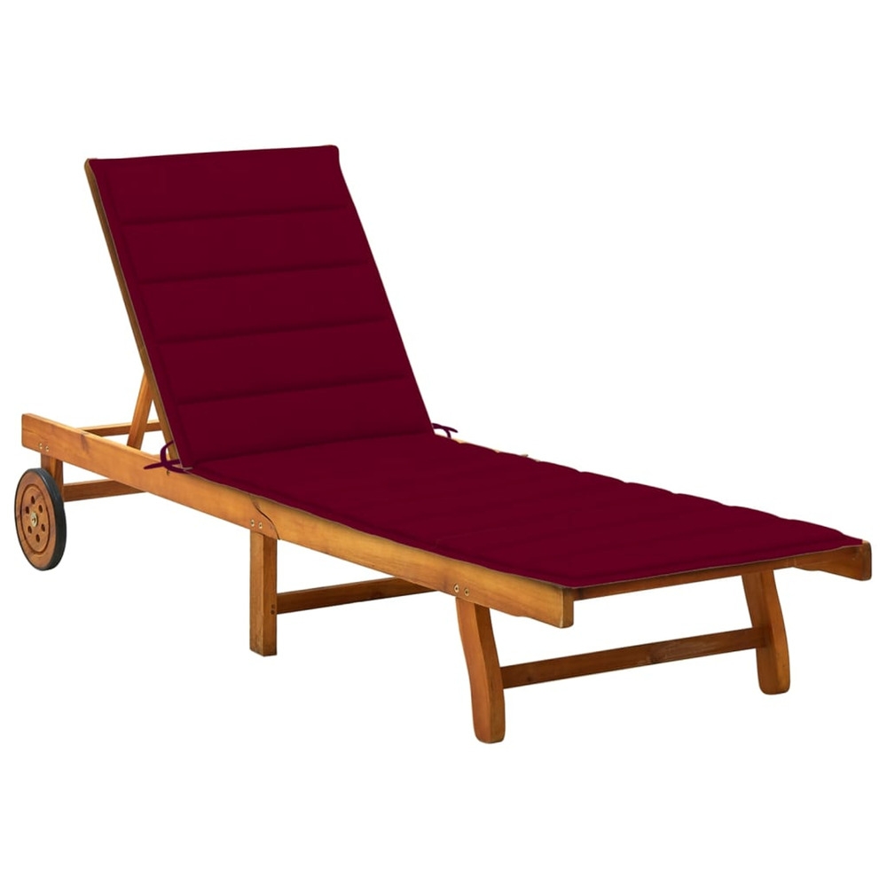 Chaise longue de jardin avec coussin bois d'acacia solide bain de soleil