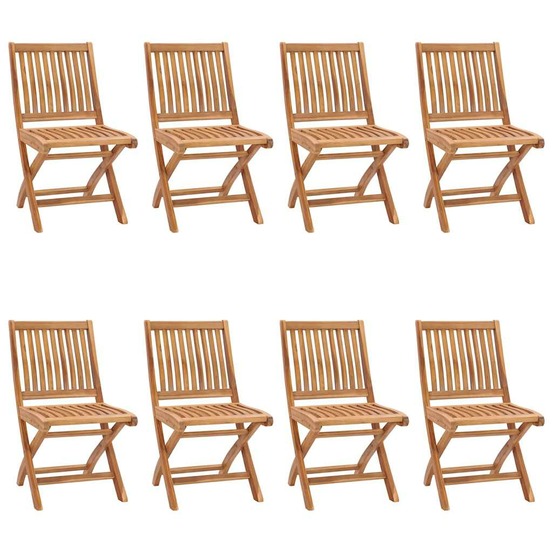 Chaises pliables de jardin avec coussins lot de 8 teck solide