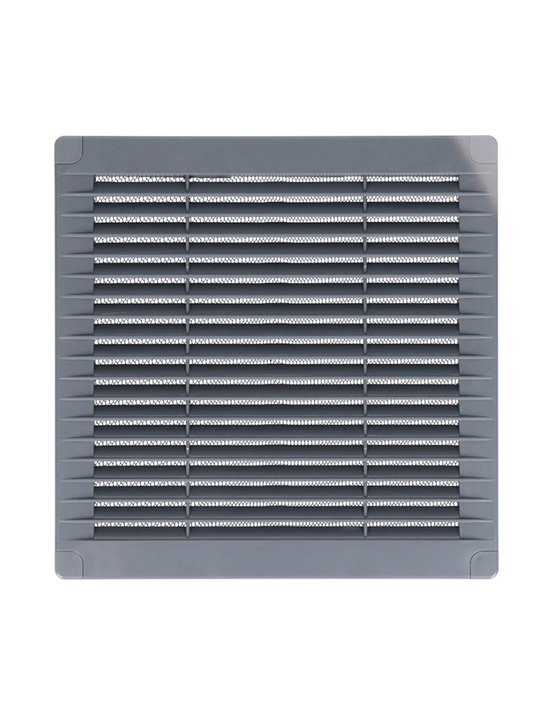 2 grille d'aération carrée avec prises et moustiquaire 100x100x7mm abs gris
