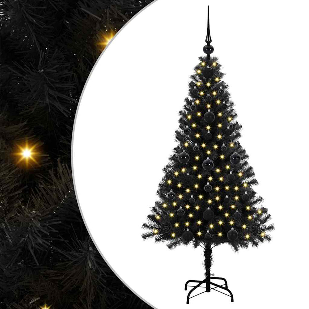 Sapin de noël avec 150 led avec support noir 120 cm pvc