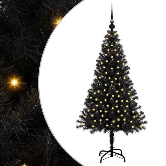 Sapin de noël avec 150 led avec support noir 120 cm pvc