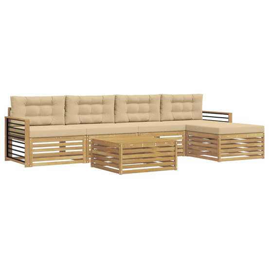 Ensemble de canapés d'extérieur 7 pcs blanc et beige polyester