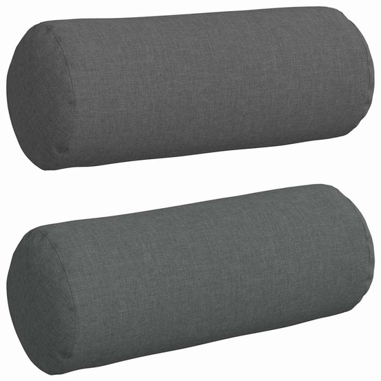 Coussins d'accent 2 pcs gris foncé ø 15 x 40 cm tissu