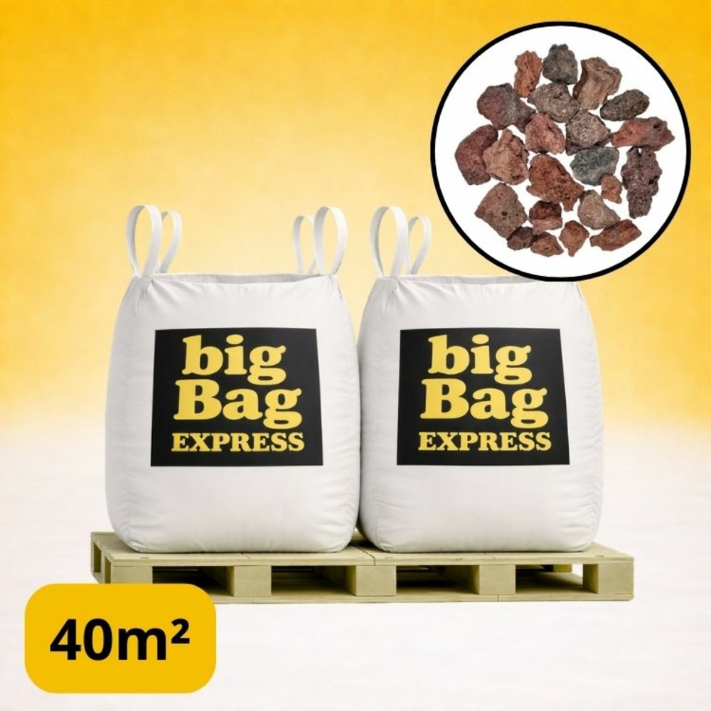 Pack 2 x big bag de 1m3 (+/- 40m²) gravier pouzzolane rouge / noir 15/25 mm - livraison standard