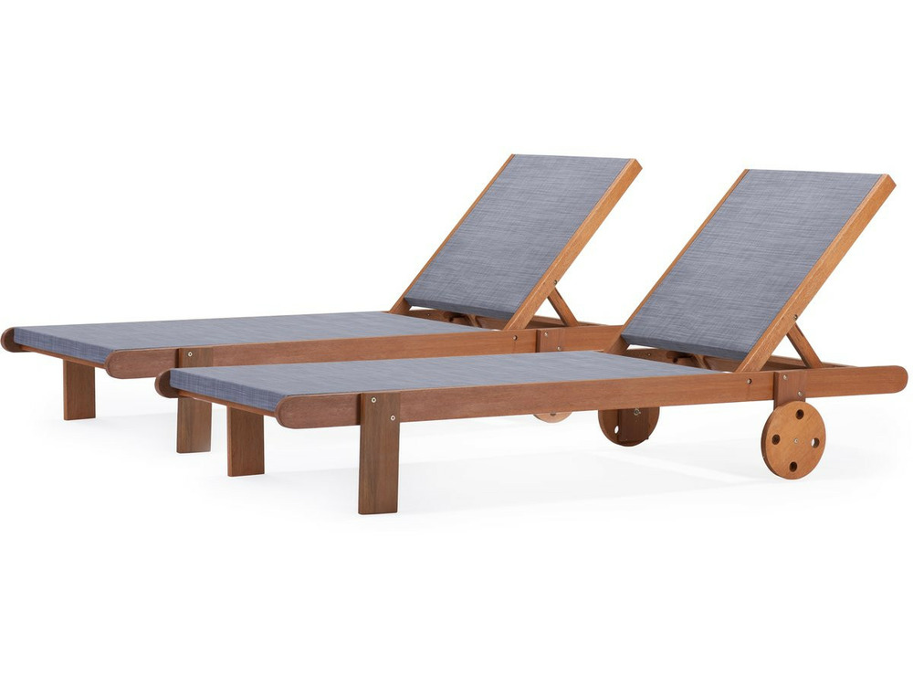 Bain de soleil en bois exotique Saïgon - Maple - Gris - Lot de 2