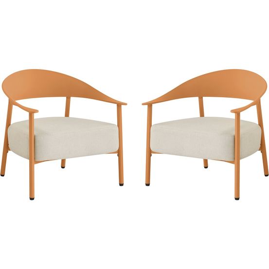 Lot de 2 fauteuils de jardin en plastique et métal