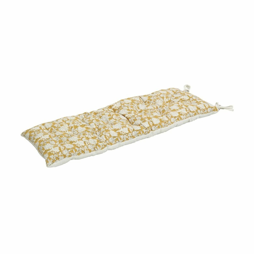 Matelas de sol en coton imprimé jaune et blanc