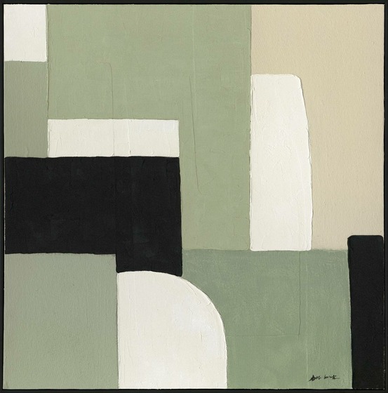 Toile peinte encadrée giacomo vert kaki 100x100cm