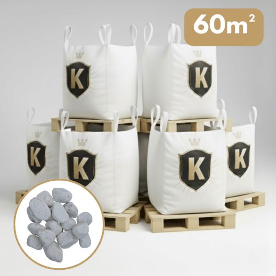 Galet blanc 60/100 mm – pack 6 big bag +/- 1,5t – 60 m²