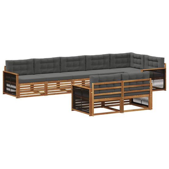 Ensemble de canapés d'extérieur 8 pc naturel et anthracite