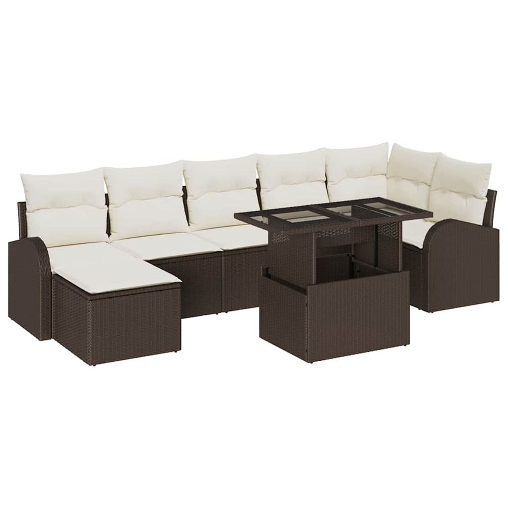 Ensemble de canapé de jardin 8 pc marron poly rotin