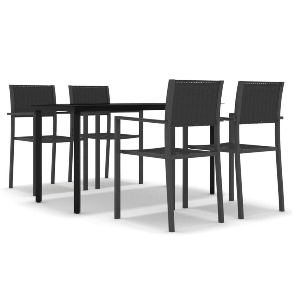 Ensemble à manger de jardin 5 pcs noir