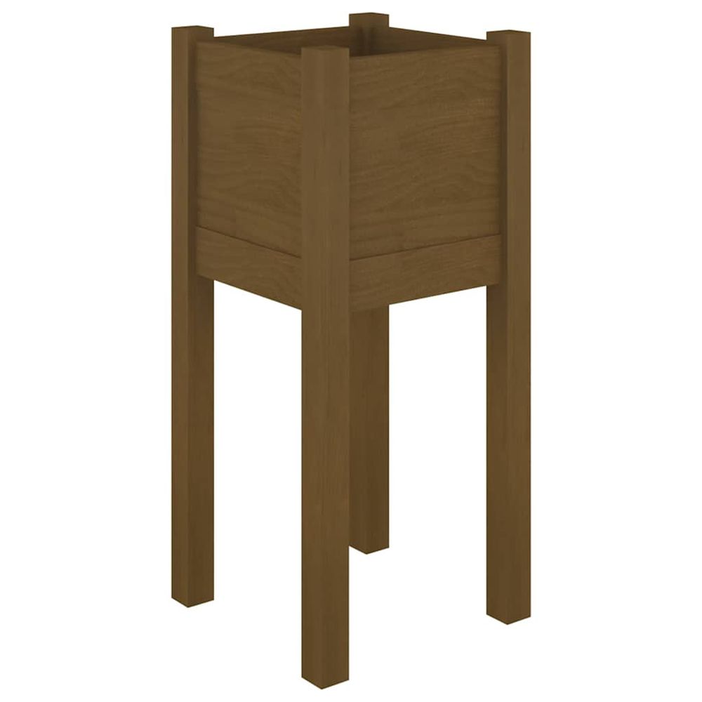 Jardinière d'extérieur d'extérieur marron miel 31x31x70 cm bois de pin