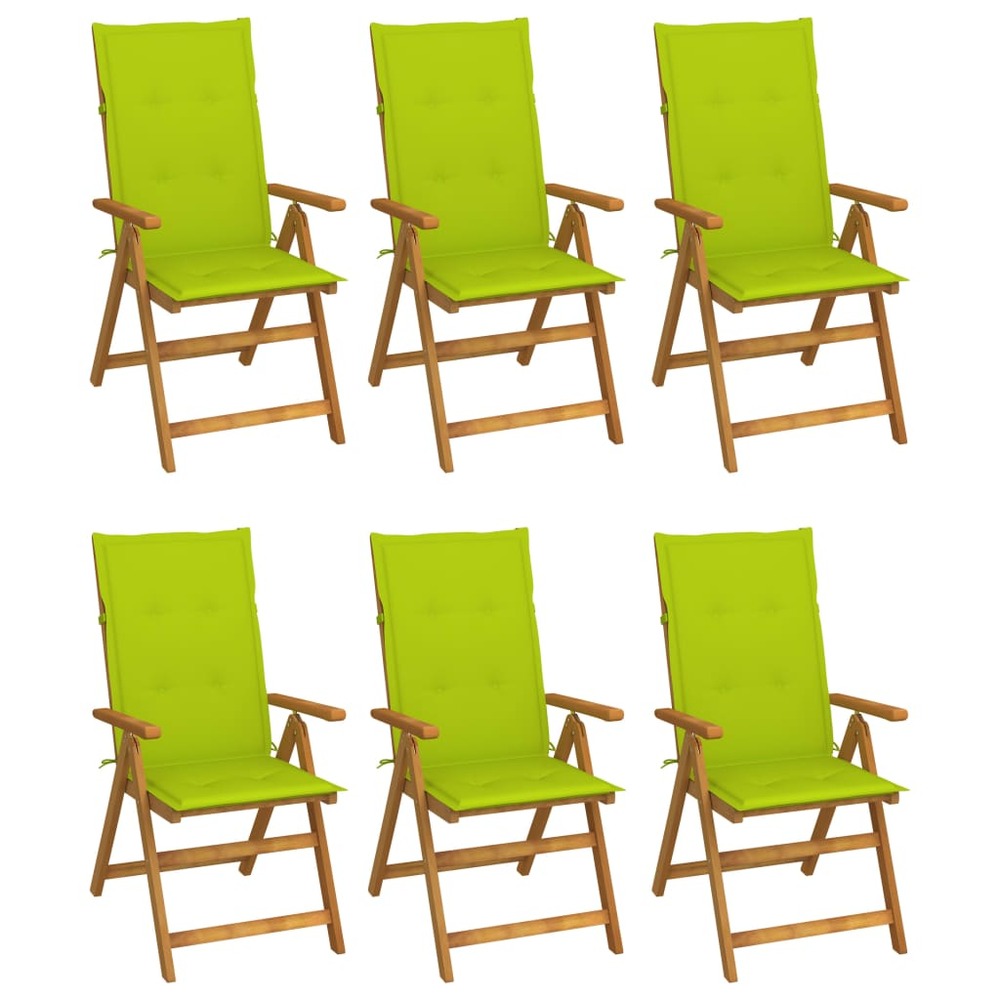 Chaises pliables de jardin lot de 6 avec coussins bois d'acacia