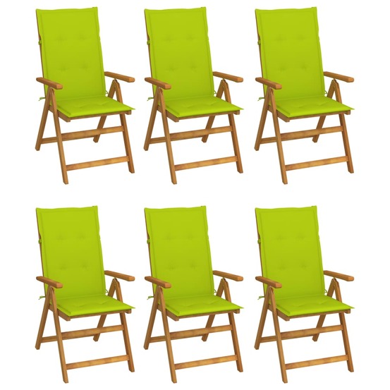 Chaises pliables de jardin lot de 6 avec coussins bois d'acacia