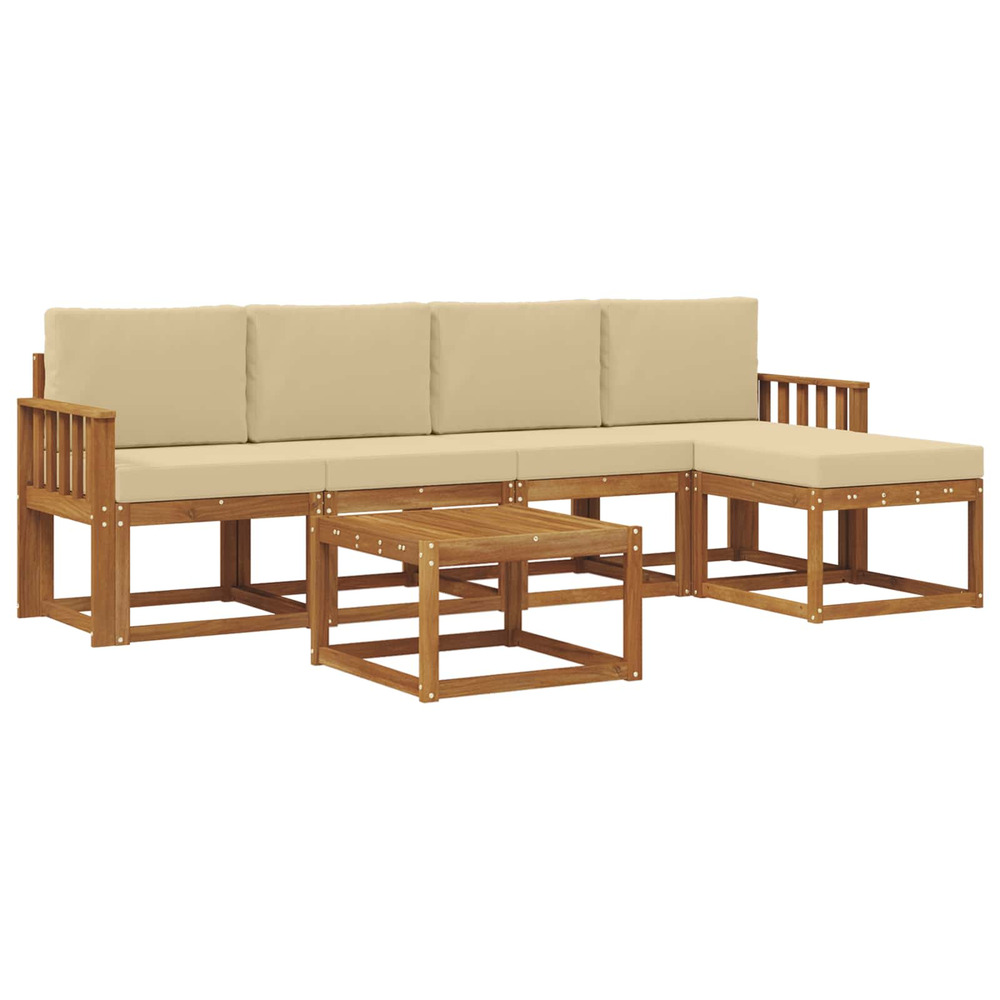 Ensemble de canapés d'extérieur 6 pcs naturel et beige