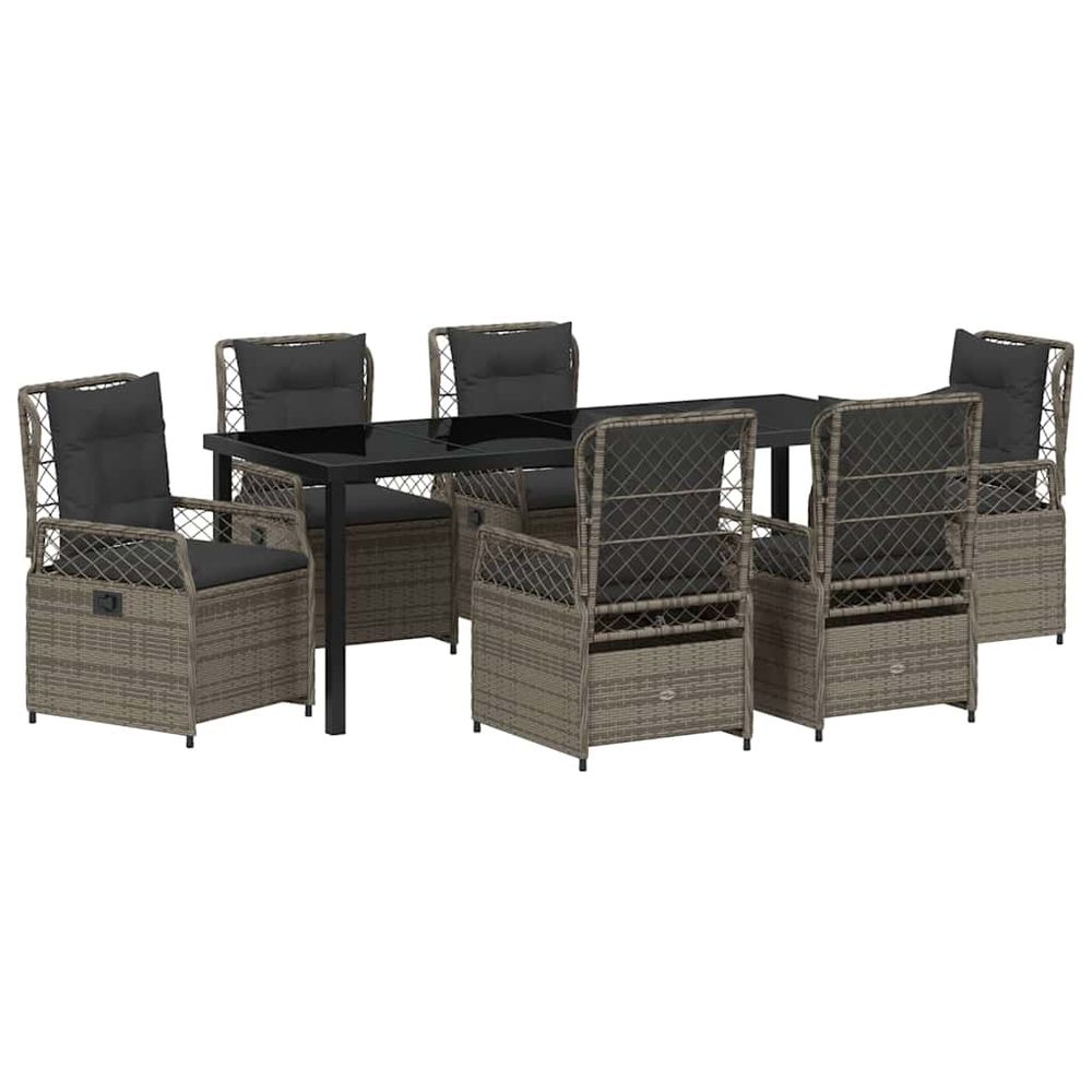 Ensemble de salle à manger pour jardin 7 pc gris polyrotin