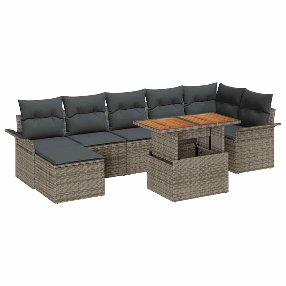 Ensemble de canapé de jardin 8 pc gris poly rotin