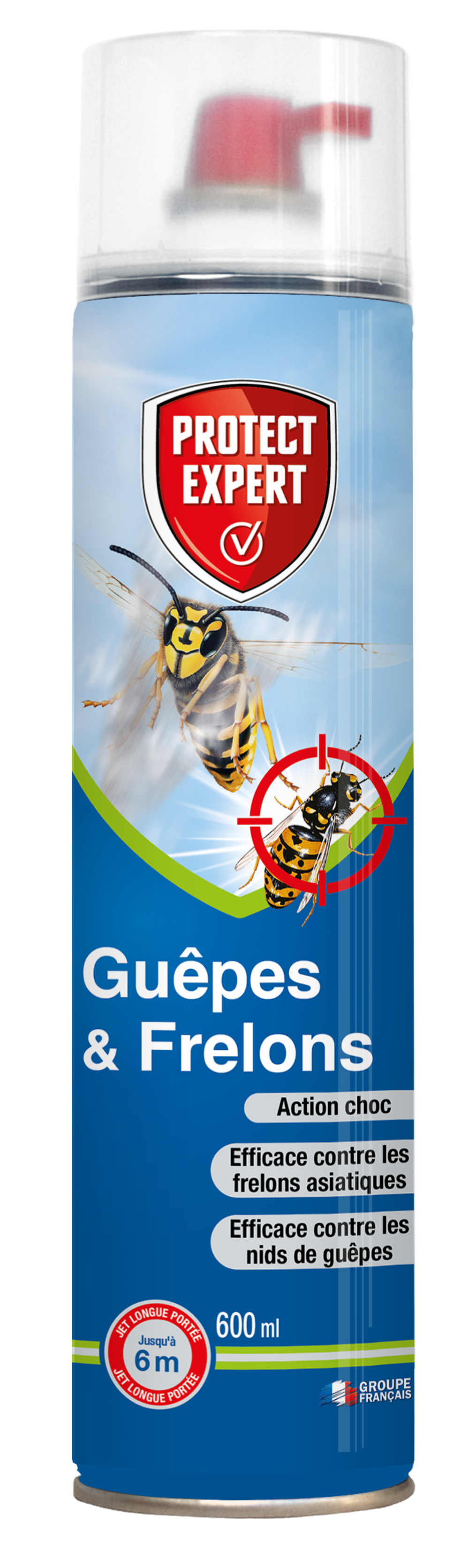 Anti-guêpes & frelons - 600 ml - aérosol mousse et jet longue portée traitement a distance - action choc et foudroyante