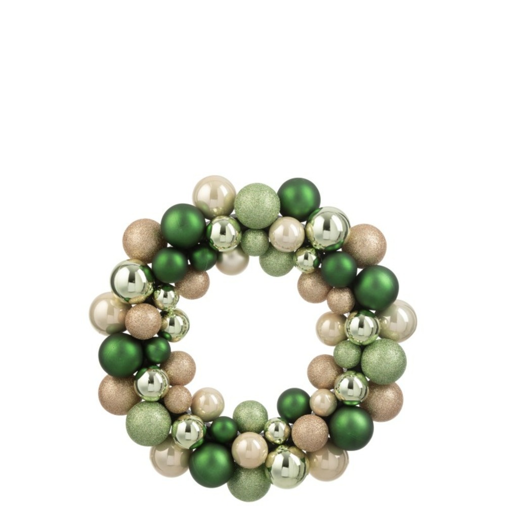 Couronne de boules de noël en plastique vert d.35 cm